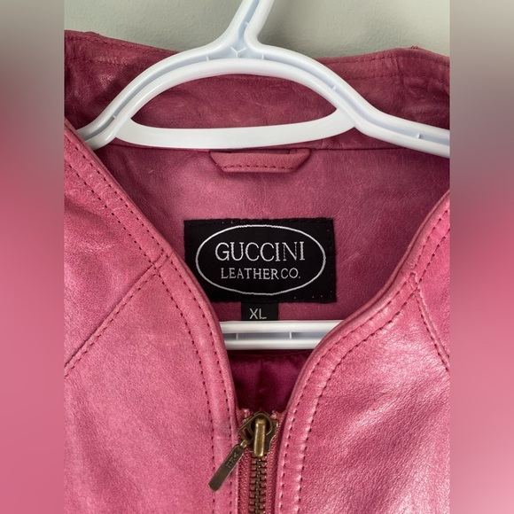 🎀Guccini Vintage Pink Leather Jacket (XL) - Picture 4 of 6
